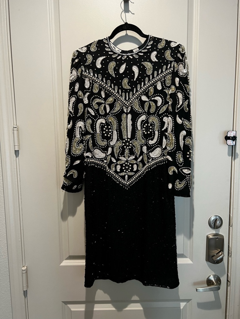 Scala Black Beaded Pearl Sequin Dress Size S - Picture 2 of 12